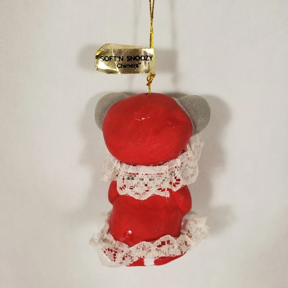 Vintage Jasco Soft N Snoozy Chimers Bisque Porcelain Flocked Bell Style Ornament